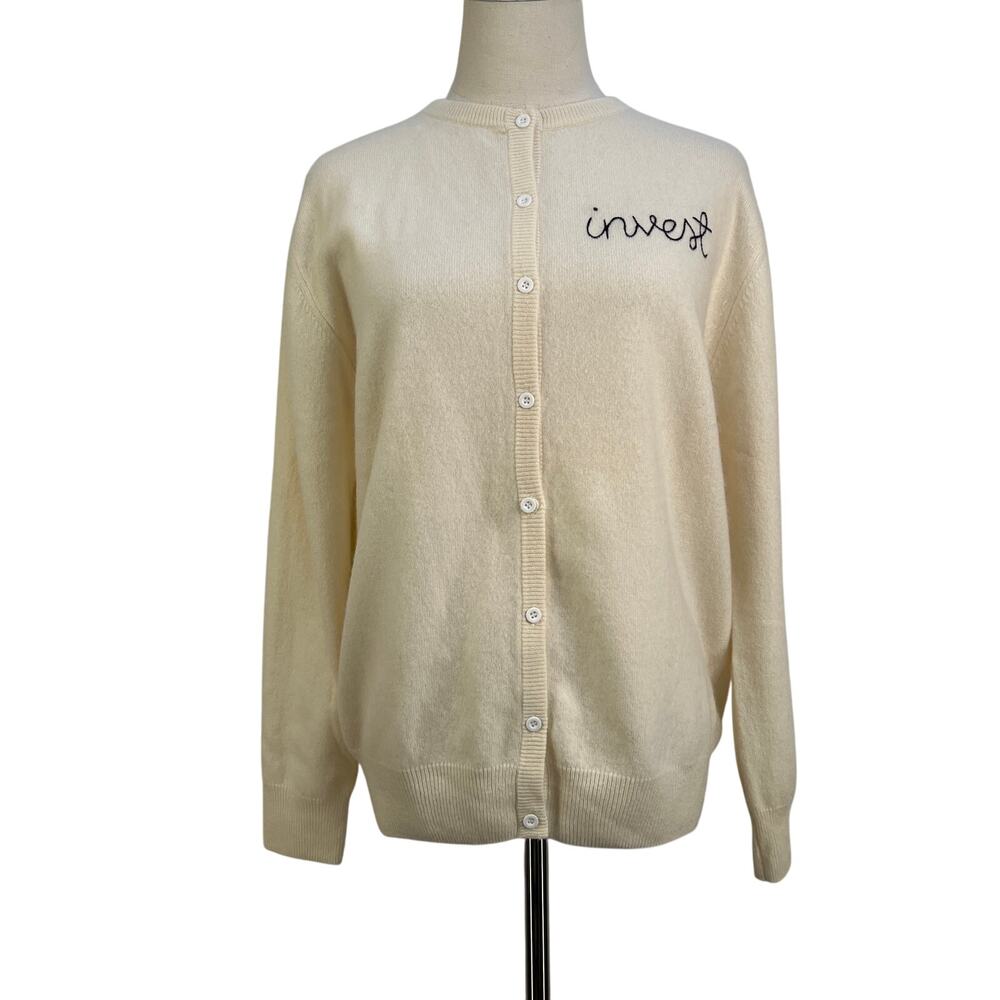 Lingua Franca Cardigan Invest Ivory Cashmere Knit
